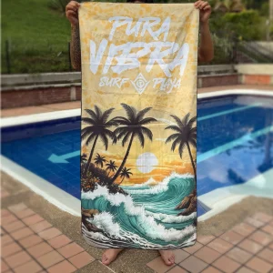 Surf Beach - Toalla de microfibra - Diseño doble faz